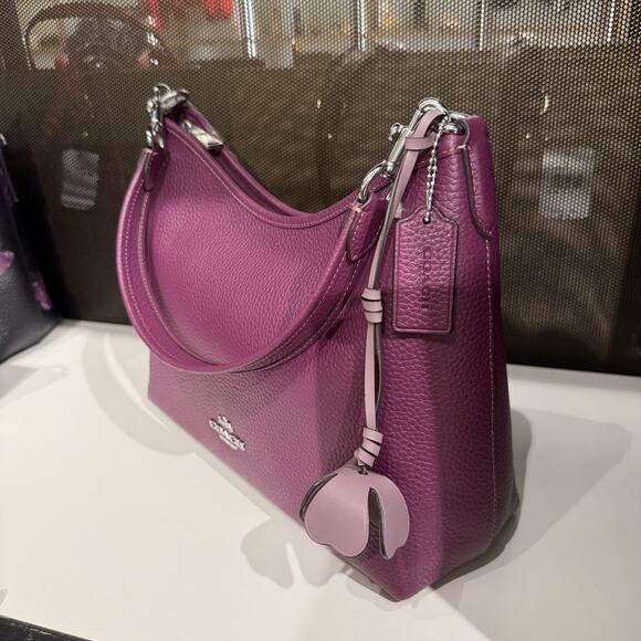 Coach Outlet Laurel Shoulder Bag with Flower Charm CCE35 SVYF2 Plum/Jasmine - Picture 4 of 12